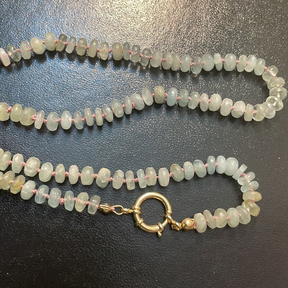 ☘️☘️Host Pick☘️☘️ 20” aquamarine 14kt Solid gold sailor clasp and charm - Picture 4 of 8